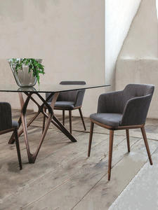 Ensemble <span class=keywords><strong>de</strong></span> <span class=keywords><strong>table</strong></span> à manger <span class=keywords><strong>en</strong></span> <span class=keywords><strong>verre</strong></span> au design moderne avec pieds <span class=keywords><strong>en</strong></span> bois, <span class=keywords><strong>table</strong></span> à manger ronde <span class=keywords><strong>en</strong></span> <span class=keywords><strong>verre</strong></span> - Product Image 4