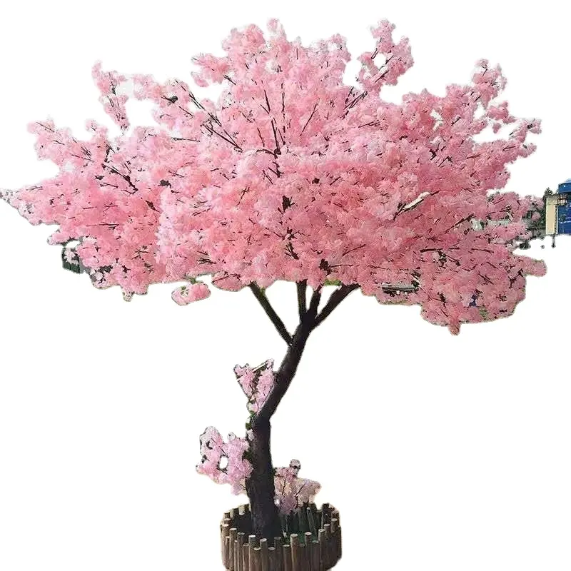 Yichg सौंदर्य कृत्रिम इनडोर चेरी फूलों का पेड़ अनुकूलित आकार आउटडोर सफेद गुलाबी चेरी शादी बिक्री के लिए फूल