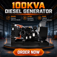 Générateur diesel à vendre, type ouvert, 100 kVA, commutateur de transfert automatique, faible consommation de carburant