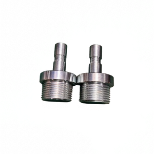 Pièces en acier au carbone tournées sur commande CNC |   Composants d'usinage CNC de précision, connecteur à filetage mâle, goujon avec épaule - Product Image 4