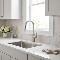 Robinet à tirette flexible en céramique chromée moderne et contemporaine Robinet de cuisine eau chaude et froide avec pulvérisateur à tirette Cuisine Cuivre