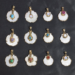 Mới Đá Tự Nhiên Khảm Trắng Vỏ Mặt Dây Chuyền Mặt Dây Chuyền Duy Nhất Phụ Kiện Của Phụ Nữ Scallop Hình Pha Lê Vòng Cổ Mặt Dây Chuyền - Product Image 2