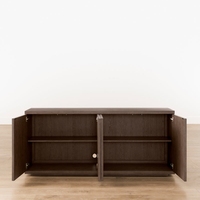 Buffet de luxe à 4 portes en bois massif, sculpté géométriquement, meuble de rangement moderne pour salon, idéal pour l'hôtellerie