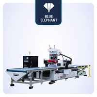 Machine à découper CNC à chargement vertical Blue Elephant avec Syntec 6mb, machine automatique de fabrication de meubles en bois avec 12 outils