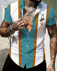 2025 personnalisé hommes décontracté à manches courtes chemise Style Vintage numérique rayé imprimé motif unique paquet - Product Image 3