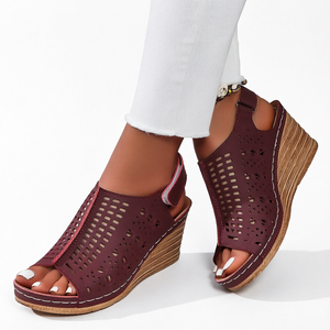 Retro <b>Women</b> Wedge <b>Sandals</b> Fish Mouth Hollow Out Thick Sole Buckle Strap Casual Summer Shoes - Product Image 1