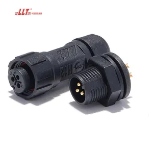 3 Pin Wire Connector M12 Electric Plastic LED IP67 Panel Mount Waterproof Connector With 4 5 6 7 8 2+3pin