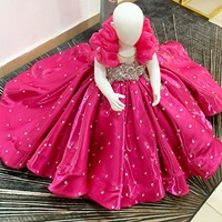 Perles de luxe robes de fête d'anniversaire pour filles robe de bal personnalisée Fuchsia robe de demoiselle d'honneur princesse bébé enfants robes de reconstitution historique