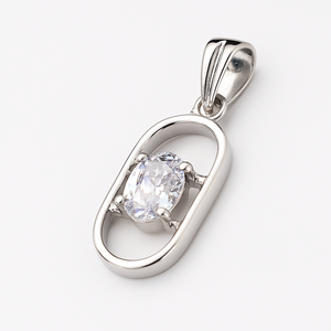 จี้เงินแท้ 925 ชุบโรเดียม ประดับพลอย CZ รูปไข่ สร้อยคอผู้หญิง สไตล์มินิมอล ขายส่งเครื่องประดับ - Product Image 4