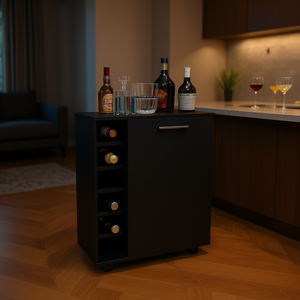 Carrito de bar móvil Tilden con estación de cócteles y almacenamiento integrado para botellas, ideal para servir bebidas. - Product Image 2