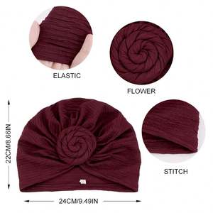 Venta al por mayor RTS mujeres africano turbante preatado anudado Headwrap gorros poliéster Color sólido al aire libre multifunción pañuelo - Product Image 4