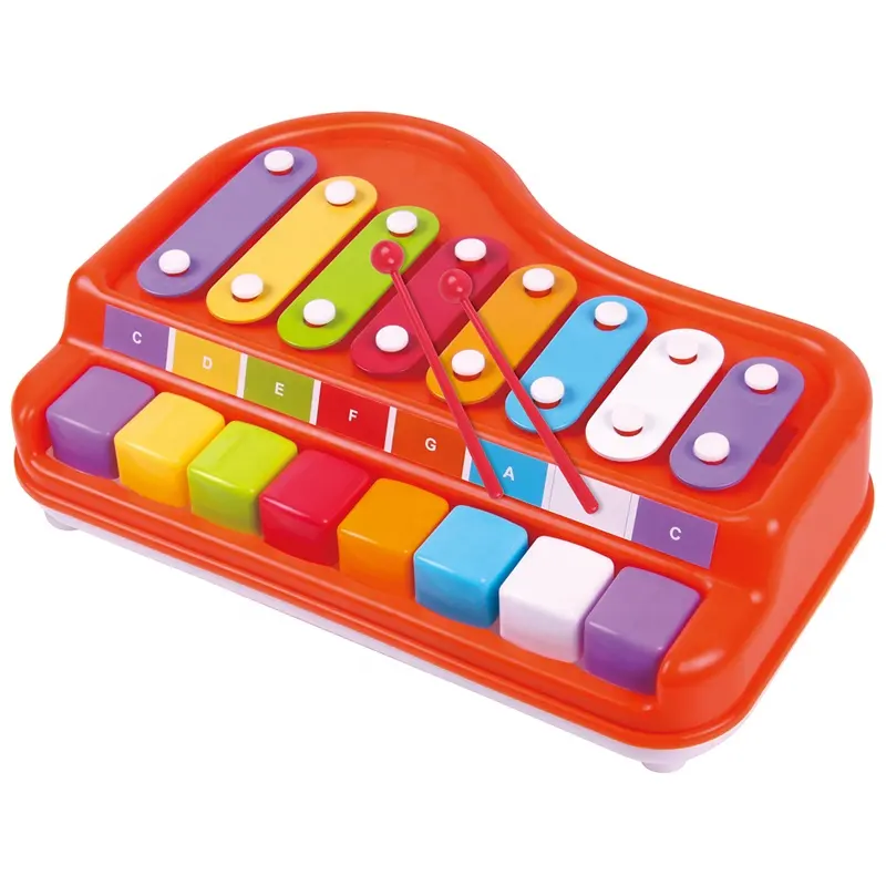 2022 Yicheng Children'S Nhựa Đồ Chơi Trẻ Em 2 Trong 1 Knock 8 Scales Piano Cổ Điển Xylophone Nhạc Cụ Giá Mini Piano