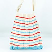 Damen Allround-Plissee-Tasche mit Kontrastfarben, Gestrickte Schulterhandtasche, Tragbare Organ-Tasche mit Diagonaler Kreuzfaltung