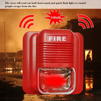 Sirène d'alarme incendie 12V 24V avec son et lumière stroboscopique pour système de sécurité domestique, bureau, hôtel, restaurant