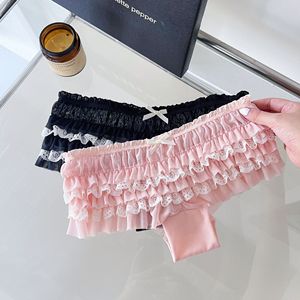 กางเกงในเซ็กซี่ราคาถูก ขายส่ง โบว์ผูกเอวต่ำ จีสตริง ลูกไม้หวานน่ารัก แต่งระบาย 3 มิติ แบบเค้กหลายชั้น - Product Image 4