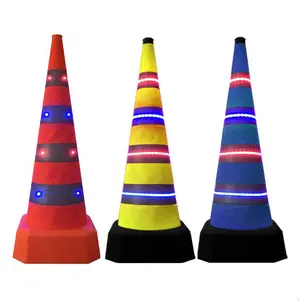 USB charging road safety cone led retractable traffic flashing cone