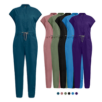 Nouvelle Collection : Combinaison d'uniformes médicaux sans manches avec col zippé, pour infirmières, blocs opératoires, hôpitaux et spas - Tenue professionnelle une pièce