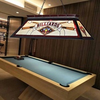 Lámpara Colgante Rectangular de 48 Pulgadas para Mesa de Billar, 6 Luces E27, Cristal LED 2700K Blanco Cálido, 111-240V, 2 Años de Garantía
