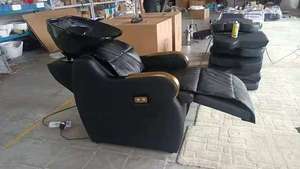 Fauteuil de lavage et de coiffure professionnel électrique réglable avec repose-pieds et bac à shampoing pour salon de coiffure et barbier - Product Image 4