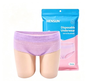 Culottes jetables HENSUN pour femmes, taille mi-haute, lot de 3, douces, respirantes, en coton, élasthanne et fibre de bambou - Product Image 1