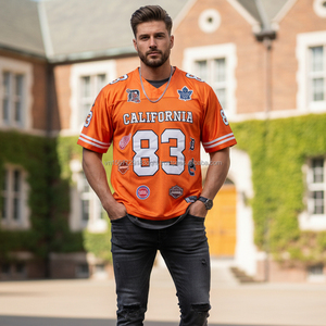 ODM Wholesale Custom Team Logo Retro Football Jersey Mesh Shiny Fabric <b>Patchwork</b> Heavy Embroidery Streetwear Jersey GameDay Wear - Product Image 2