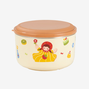 Cute 304 Stainless Steel Bowl Set With Lid Heat Insulated For Family Home Use Baby Food Soup Bowl Cartoon Pattern - Product Image 2