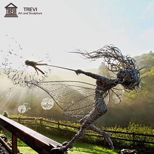 Grande Statua Artistica da Giardino, Moderna Scultura in Filo Metallico, Decorativa Astratta a Forma <span class=keywords><strong>di</strong></span> Dente <span class=keywords><strong>di</strong></span> Leone in Acciaio Inossidabile - Product Image 2