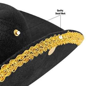 Chapeaux de fête drôles d'Halloween Chapeau tricorne de style colonial-Chapeau tricorne colonial de luxe de la guerre révolutionnaire - Product Image 4