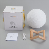 15cm Touch Control 3D Print Moon Lamp USB Charging Light Changing LED Energy-saving Night Light With Wooden Holder