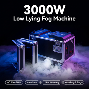 Macchina del fumo basso da 3000W a base d'acqua con controllo DMX512 e telecomando, con flight case, per matrimoni, concerti, palcoscenici, DJ, feste ed eventi - Product Image 1