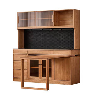 Aparador de Madera Maciza con Puertas de Vidrio y Compartimentos de Almacenamiento para Sala de Estar, Mueble Multifuncional - Product Image 5