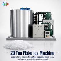Machine à glace en paillettes industrielle sur mesure, production de 20 tonnes par jour, unité de fabrication de glace résistante à la corrosion pour chambre froide de fruits de mer