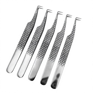 Pince à épiler pour extensions de cils en acier inoxydable argenté, poignée diamantée, 10 mm, pointe pointue à 90 degrés - Product Image 2
