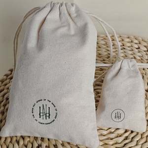 Sac en coton recyclable avec logo personnalisé, écologique, doux, blanc, avec cordon de serrage, sac anti-poussière pour sac à main, sac de rangement - Product Image 5