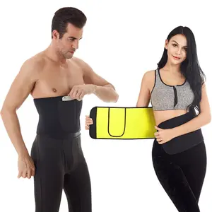 Cinta modeladora de cintura unissex, treinador para suor, cintura, controle de barriga, slim, com bolso