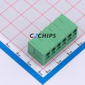 DB241V-5.0-6P-GN Spring Terminal Block Through hole Component (THT),P=5mm Connector 1x6P 3.5mm Green 6P - Product Image 1