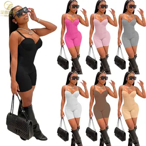 2024 Lady jumpsuit playsuit & bodysuits bodycon spring summer short halter one piece sexy Sleeveless rompers woman jumpsuit