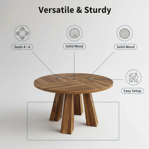 Table Ronde en Bois pour la Maison, l'Hôtel, le <span class=keywords><strong>Restaurant</strong></span>, Table <span class=keywords><strong>de</strong></span> <span class=keywords><strong>Cuisine</strong></span> Commerciale Rétro avec Base Robuste pour 4-6 Personnes, Table à Dîner Circulaire - Product Image 4