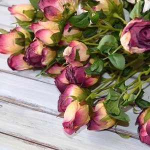 Handmade 7-Head Vintage Roasted Rose Artificial Silk Flower Fire-Roasted Top Dining <b>Table</b> & Home <b>Decoration</b> - Product Image 5