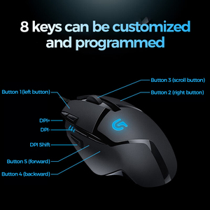 Logitech G402 Hyperion Fury Wired Gaming <b>Mouse</b> 4000 DPI 8 Programmable Buttons 3200 FPS Tracking Lightweight Ergonomic - Product Image 3