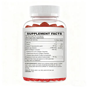 Gummies de collagène en marque blanche OEM avec biotine, zinc, vitamine C, <span class=keywords><strong>acide</strong></span> <span class=keywords><strong>hyaluronique</strong></span> de types I, II, III, V, X pour les cheveux et la peau - Product Image 2