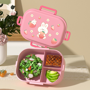Caja de almacenamiento de almuerzo de plástico de 3 secciones con impresión personalizada Yongli, sello de silicona, contenedor de alimentos Bento para microondas a prueba de fugas - Product Image 6