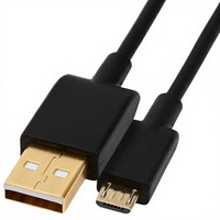 Kabel Pengisian Cepat USB 2.0 A-Male ke Micro B 3A 10 Kaki Hitam