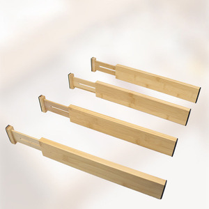 Séparateurs de tiroirs télescopiques en <span class=keywords><strong>bambou</strong></span> de haute qualité, 4 pièces, organisateurs de tiroirs réglables en <span class=keywords><strong>bambou</strong></span> - Product Image 2
