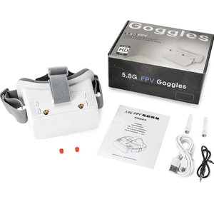 แว่นตา VR100 FPV 5.8G 40CH พร้อมตัวรับสัญญาณ หน้าจอ IPS 3.0 นิ้ว มุมมอง 360 องศา อัตราส่วน 16:9 ความละเอียด 480x320 ตอบสนองเร็ว 10ms พร้อมระบบติดตามศีรษะ DVR RC - Product Image 6