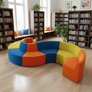 Ensemble de canapés modulaires colorés au design ergonomique moderne, assemblage flexible, pour écoles, bibliothèques, hôtels, gymnases, meubles commerciaux, certifié CE - Product Image 2