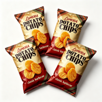 Sachet en plastique à trois soudures latérales avec impression personnalisée de qualité alimentaire pour chips, snacks secs et emballages souples