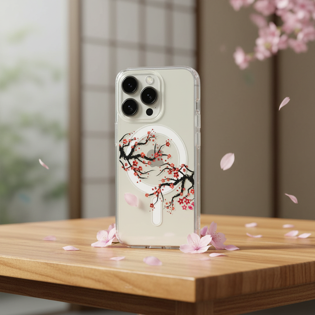 Floral Pattern Magnetic Clear Phone Case for iPhone 15 16 17 Pro Max Plus Protective Slim Back Cover