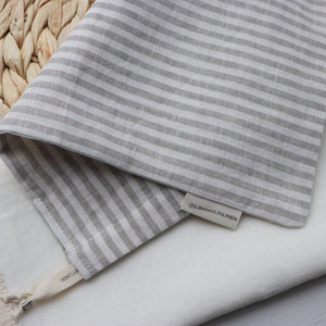 Grosir tas tali serut Linen pribadi <span class=keywords><strong>Muslin</strong></span> Linen pola huruf bordir berbeda bergaris-garis dapat digunakan kembali - Product Image 5