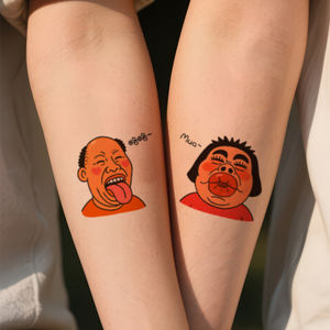 Coloridos tatuajes temporales pegatina divertida Goofy pareja <span class=keywords><strong>beso</strong></span> y lengua Linda pareja de dibujos animados tatuaje impermeable para cara brazo pierna - Product Image 4